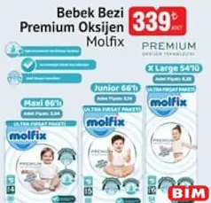 MOLFİX BEBEK BEZİ PREMİUM OKSİJEN MAXİ 86'LI fiyat ve kampanya bilgisi